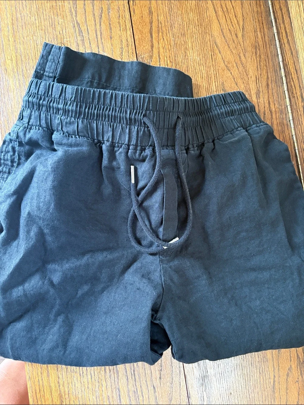 Quince Women's Black Linen Drawstring Pants